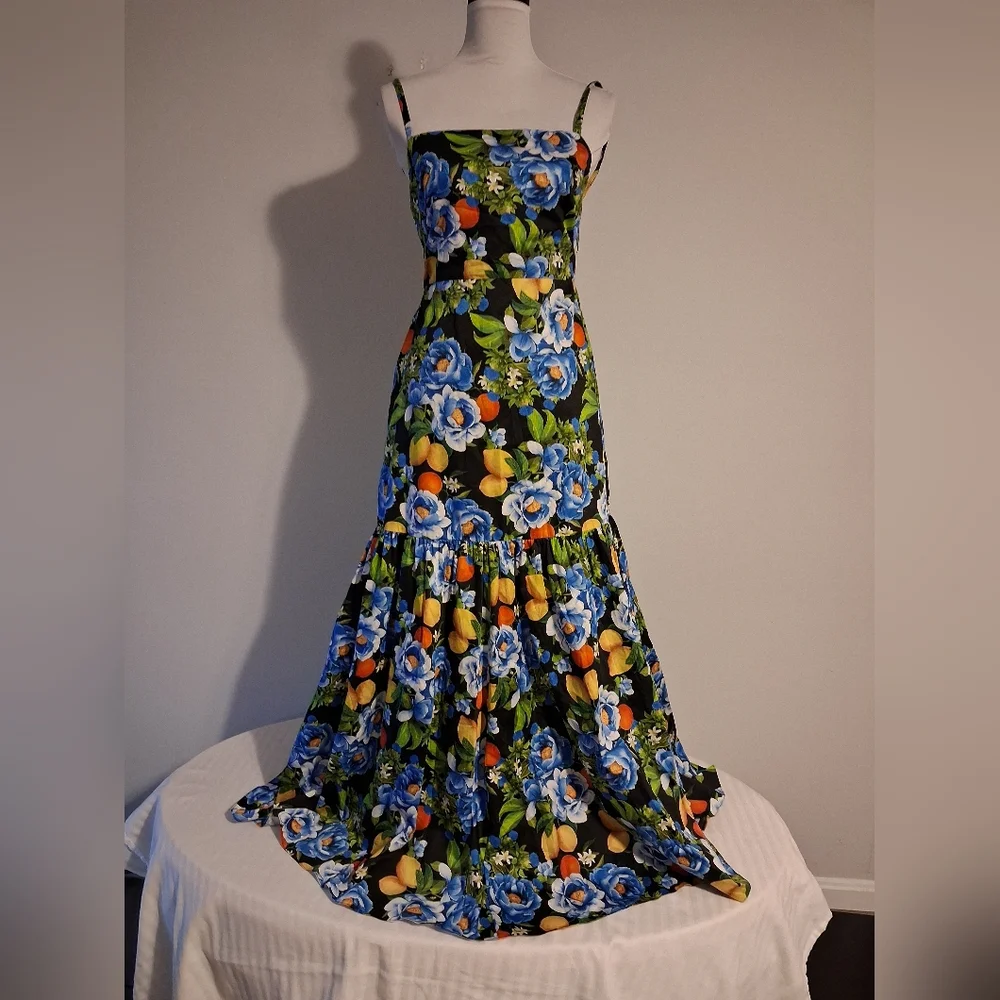 Borgo De Nor Floral And Lemon Maxi Dress UK Size 14 US Size 10 - Picture 15 of 15